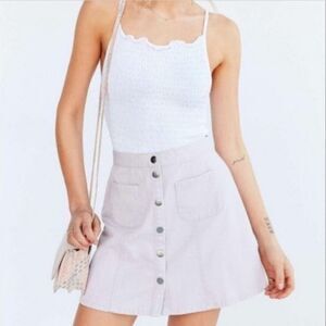 BDG Urban Outfitters Button Down A-line Twill Skirt Lilac Purple